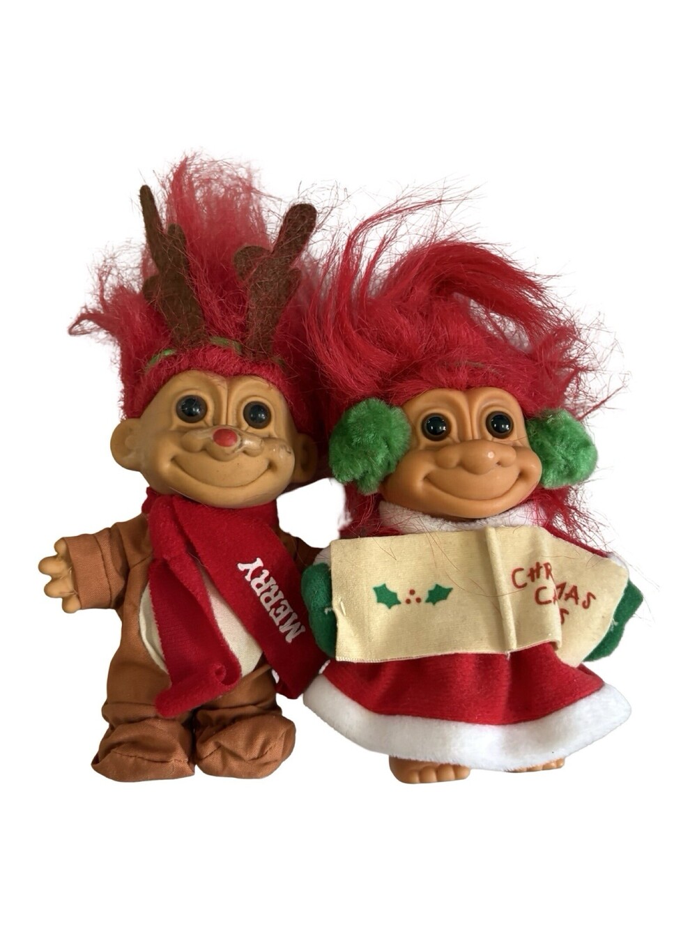 Vintage Russ Christmas Carol Trolls For Holiday Decoration . Used Trolls.